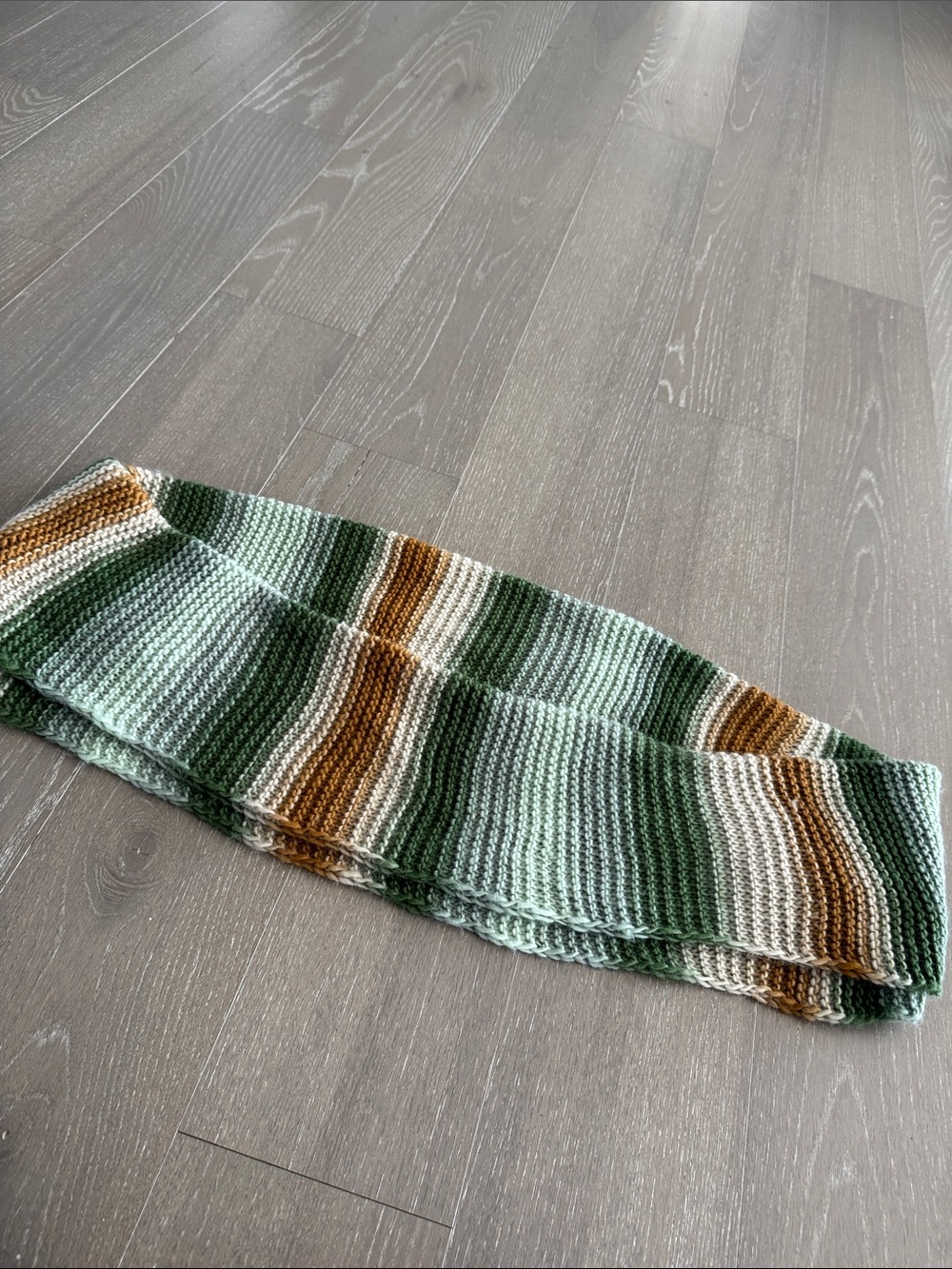 Vince Camuto Striped Knit Scarf in Green, Cream & Brown